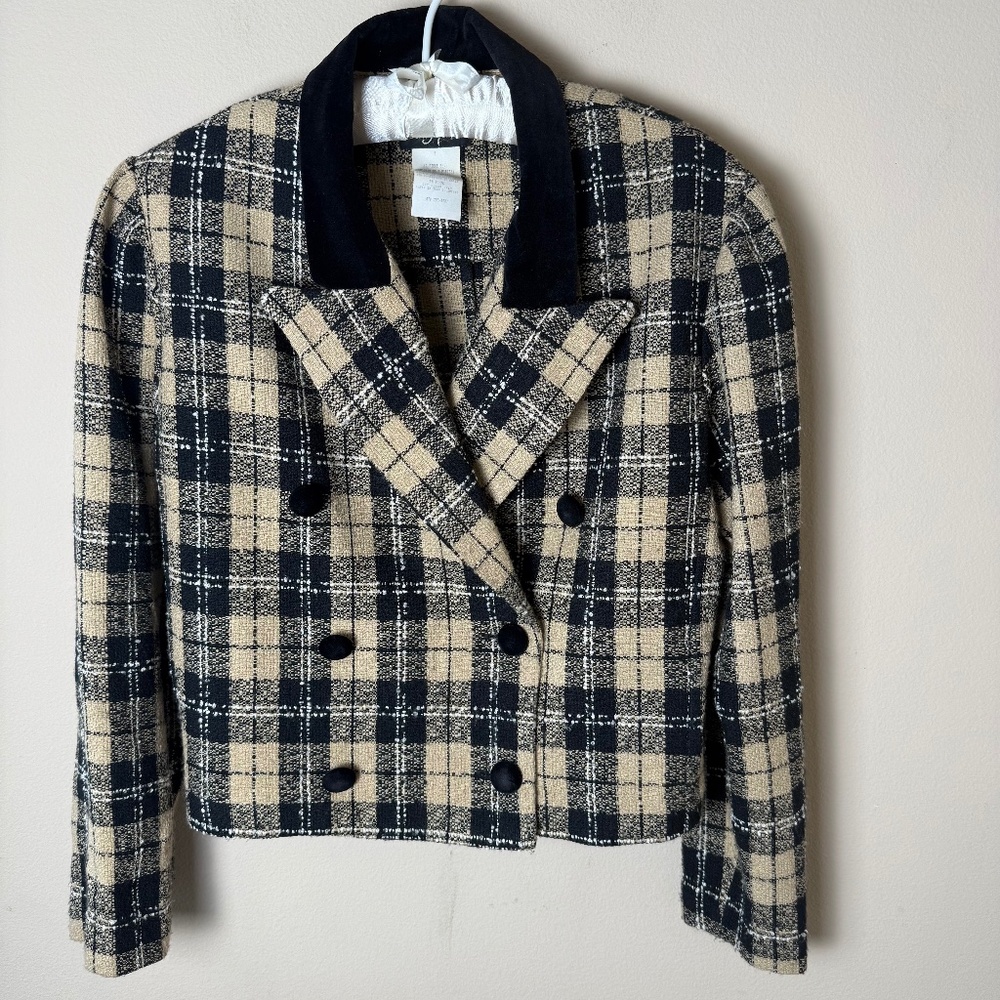 Vintage Plaid Cropped Blazer Jacket Womens 8 Clueless Costume Cher Horowitz